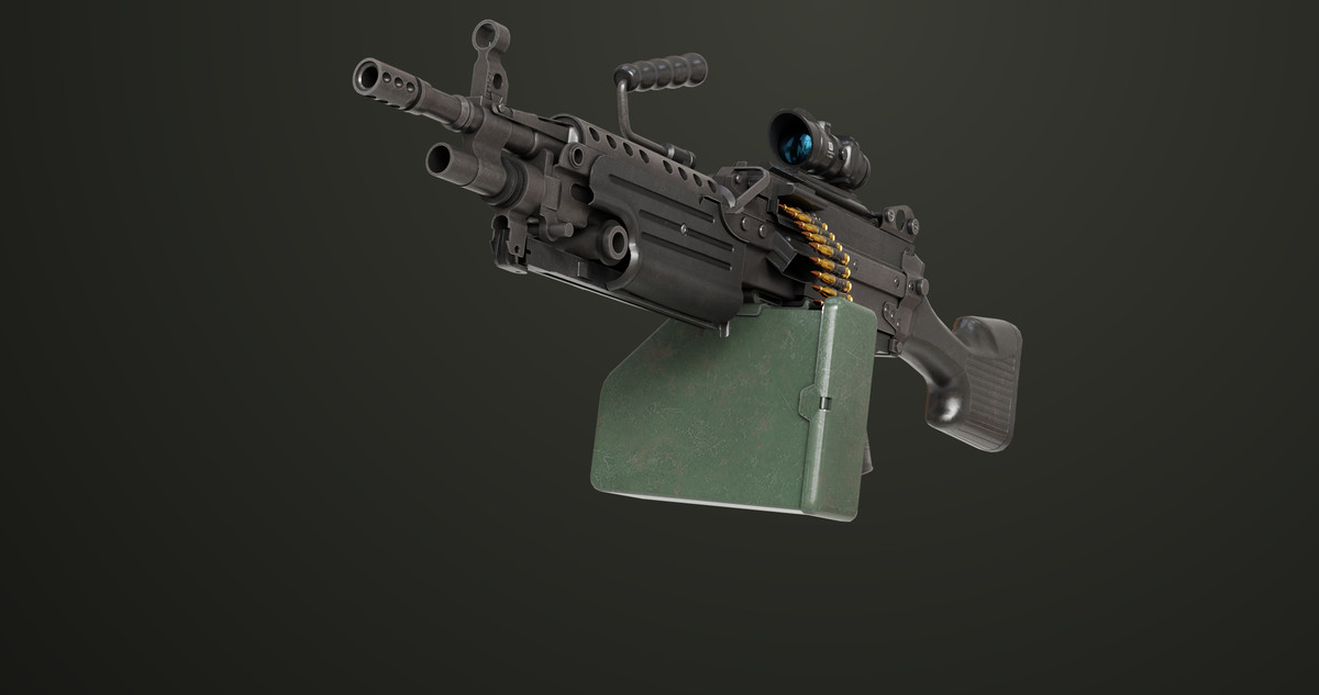 Machine Gun Sandal and Black Ammo Box URP HDRP Textures