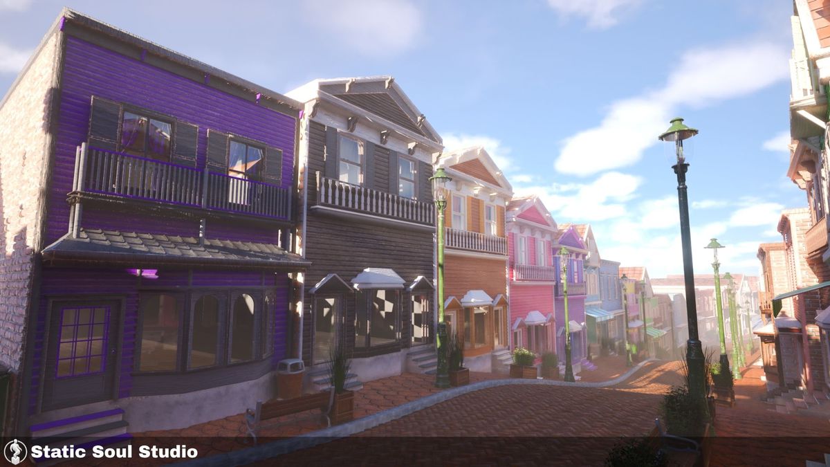 Town Stores & Streets ( Shop Interiors , Modular Roads , Color Variations )