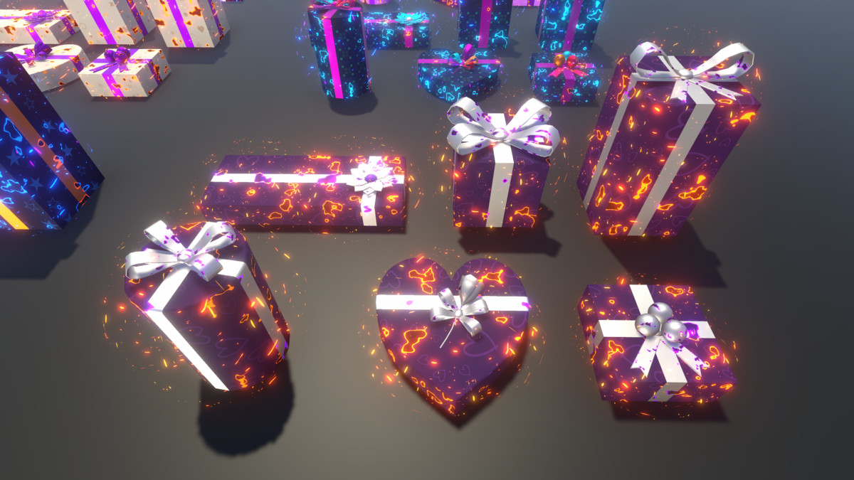 Gift Boxes with Magical Shader (Burn & Reveal)