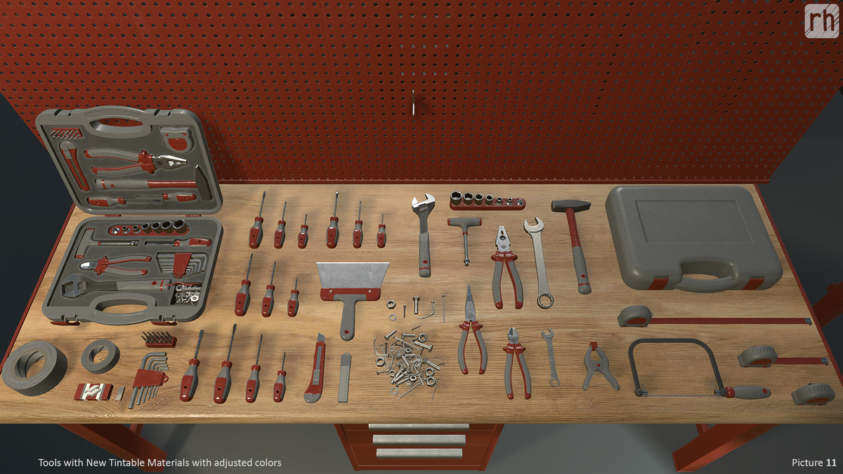 Workbench Hand Tools PBR Game-Ready Vol. 1