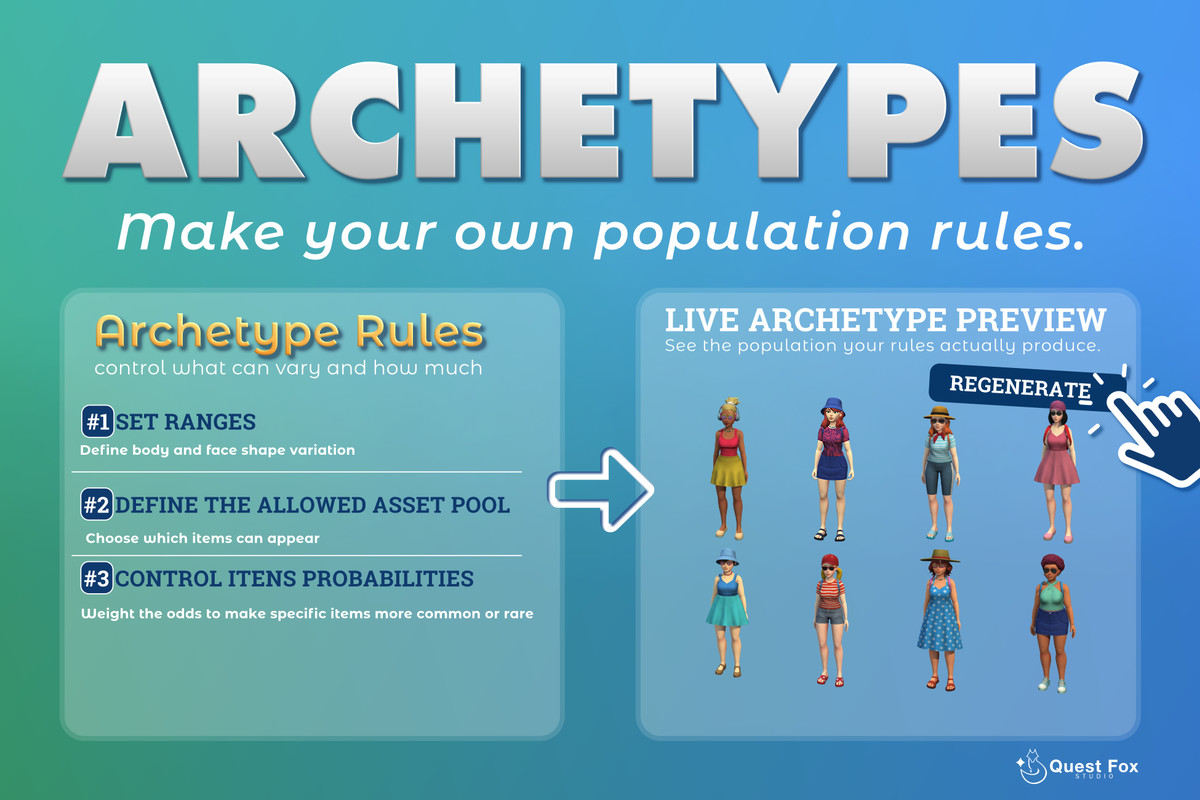Archetype Character Generator – Stylized Procedural NPCs