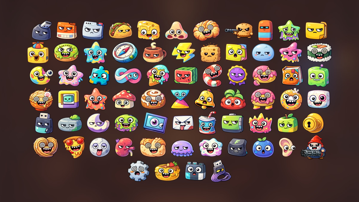 Cute Food Enemy Battler Object Characters Icons Pack for Casual Puzzle RPG Games