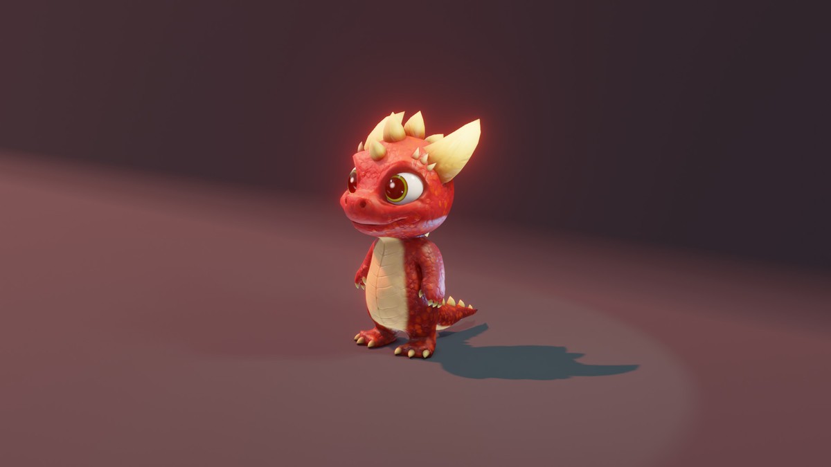 Cartoon Red Dinosaur 3D Model – Animated Character