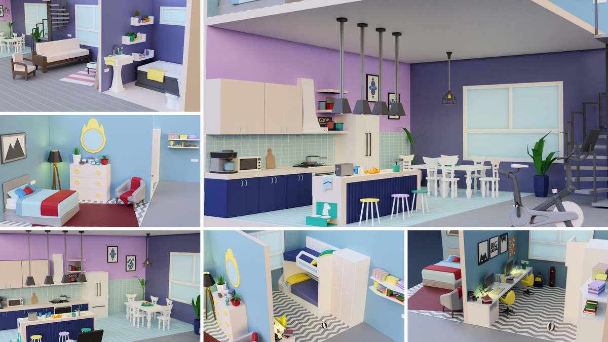 Low Poly Apartments Interiors Pack