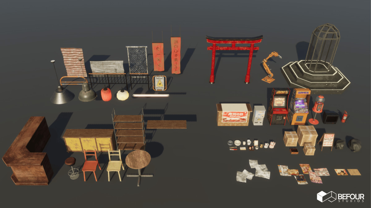 Japanese Old Shopping Mall Environment (Modular, Asian, Abandoned)