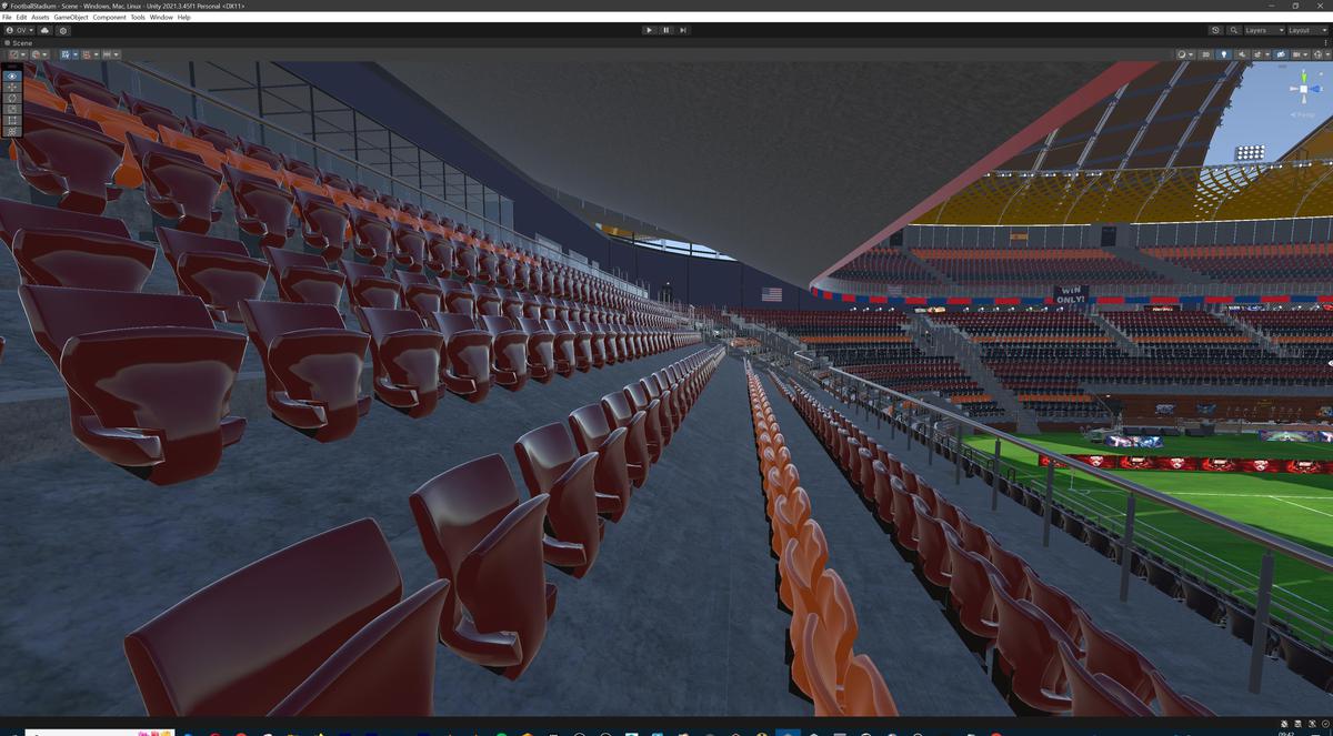 Modular Soccer Football Stadium Arena With 4 Roofs - Sport Environment 3d Level