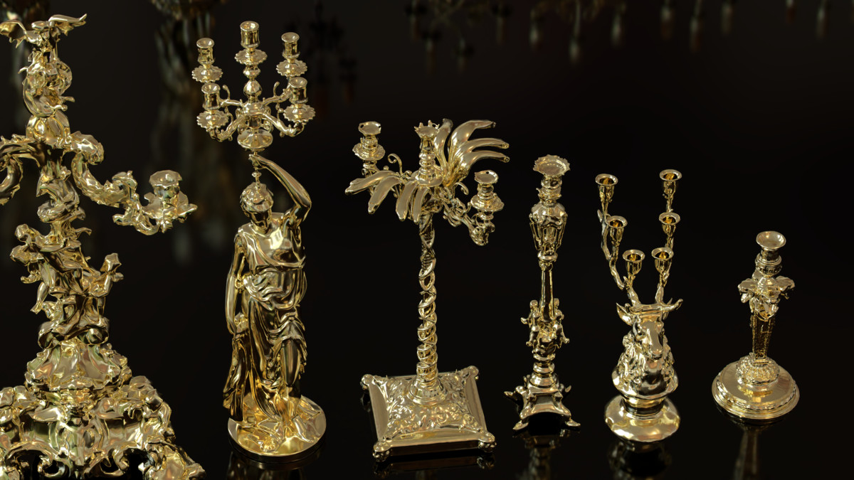 Ornate Candles, CandleHolders, and Wax Sculptures - 133 Models Set