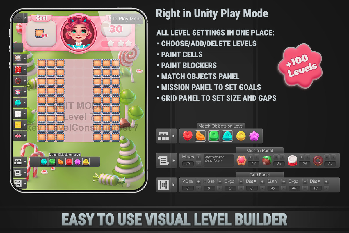 MK Match-3 Kit • Candy Sweet Game Template