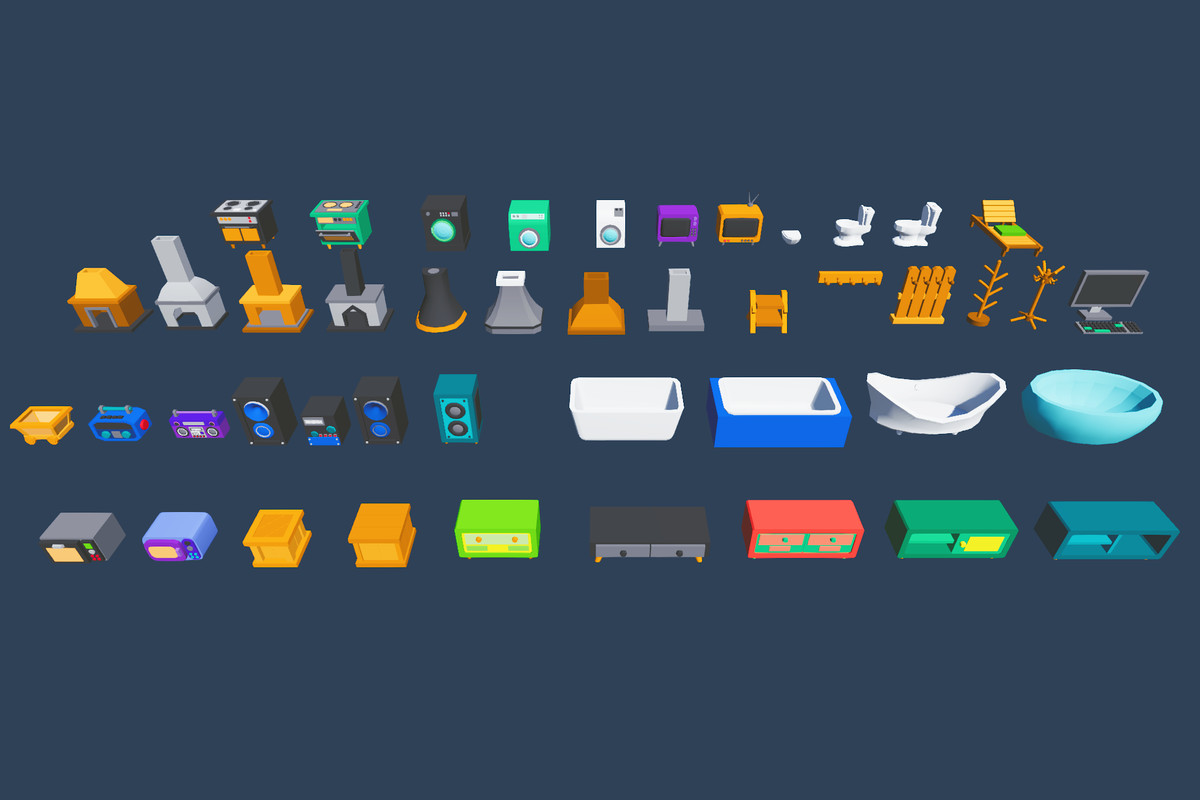 Cute Low Poly Furniture Pack - Colorful Interior Props
