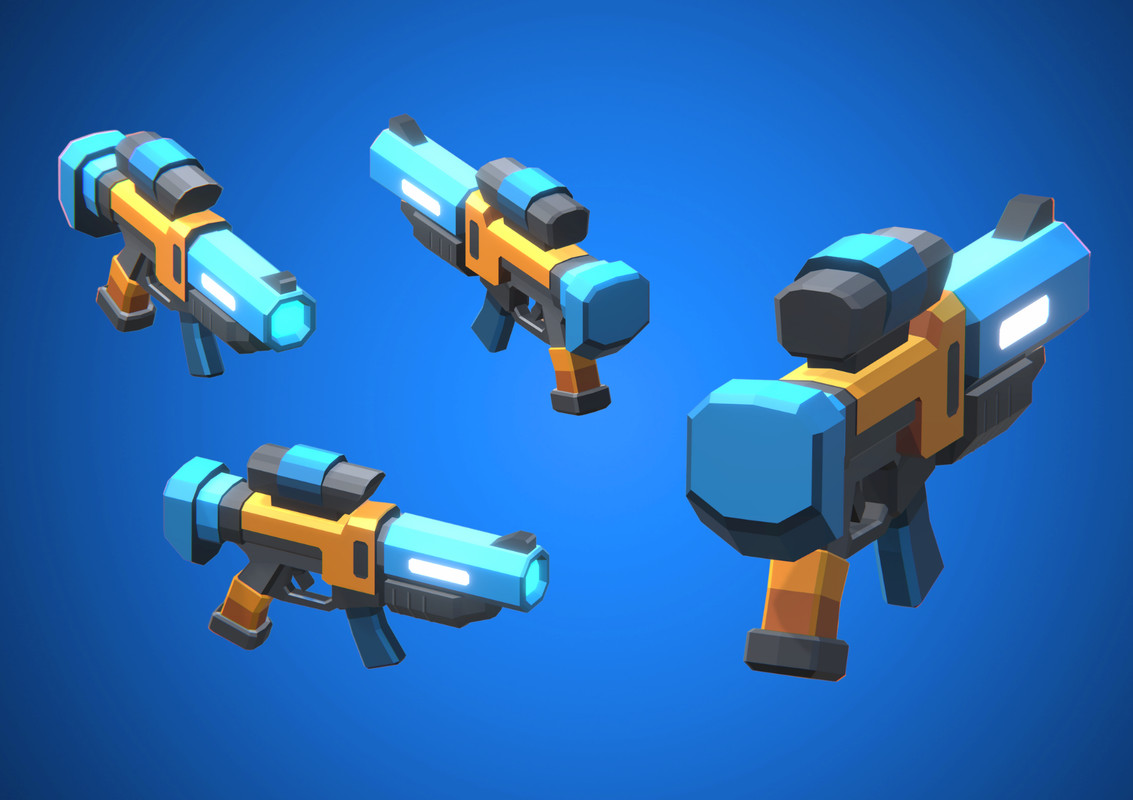 Low Poly Sci-Fi Blaster Pack Vol. 2 - Retro Style