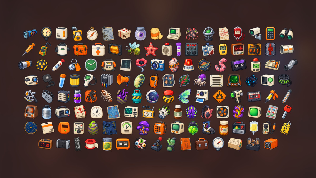 Retro Sci-Fi Alien Research Containment Survival Horror Icons Pack