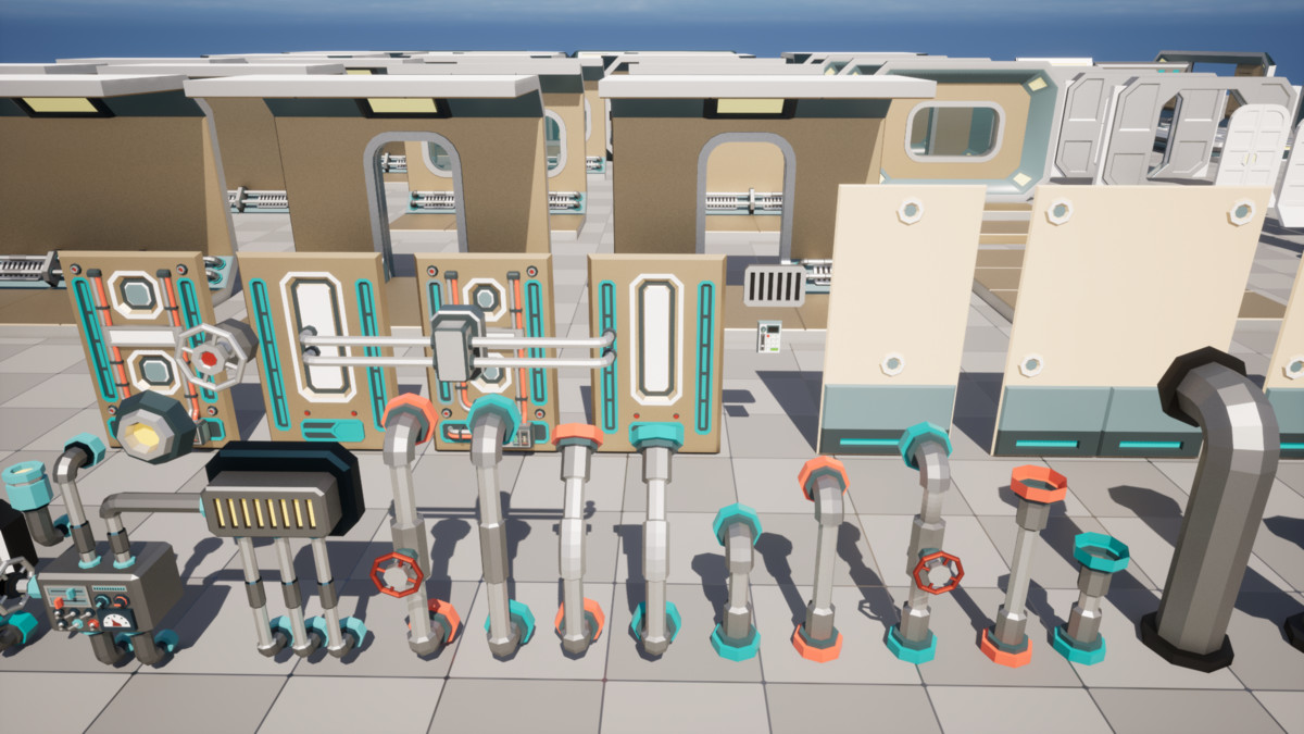 Sci-Fi Planetary Outpost: Ultimate Modular Construction Kit, low-poly stylized