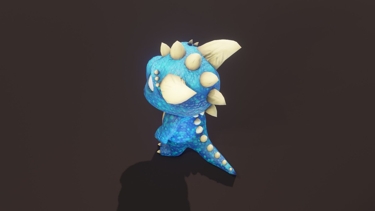 Cartoon Blue Dinosaur 3D Model – Animated Character