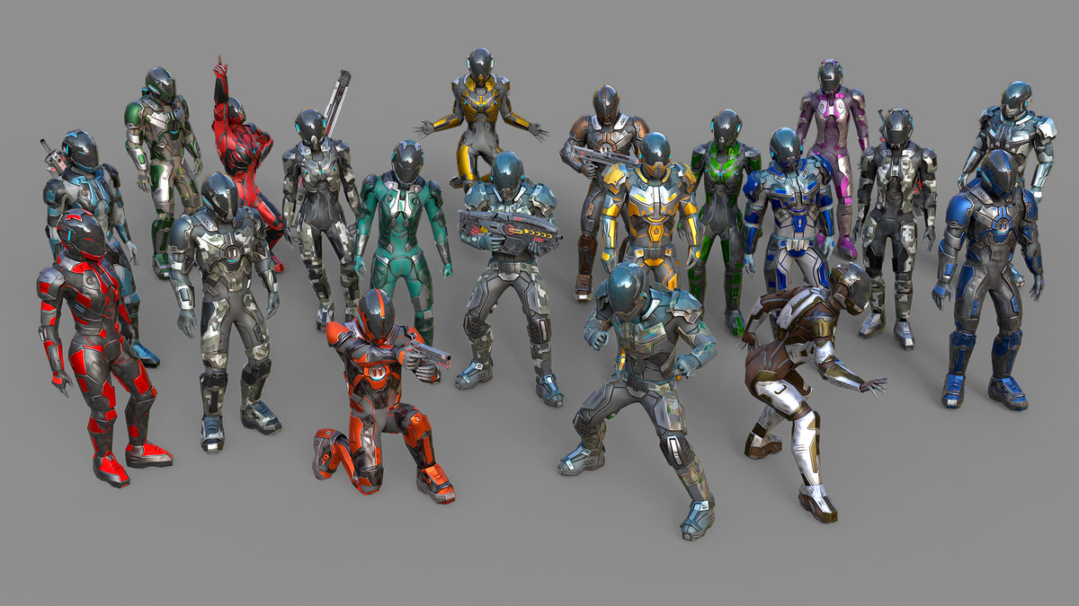 Low-poly Sci-Fi Troopers Bundle