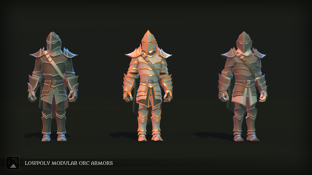 Low Poly Orc Modular Armors Bundle - LOWPOLY MEDIEVAL FANTASY SERIES