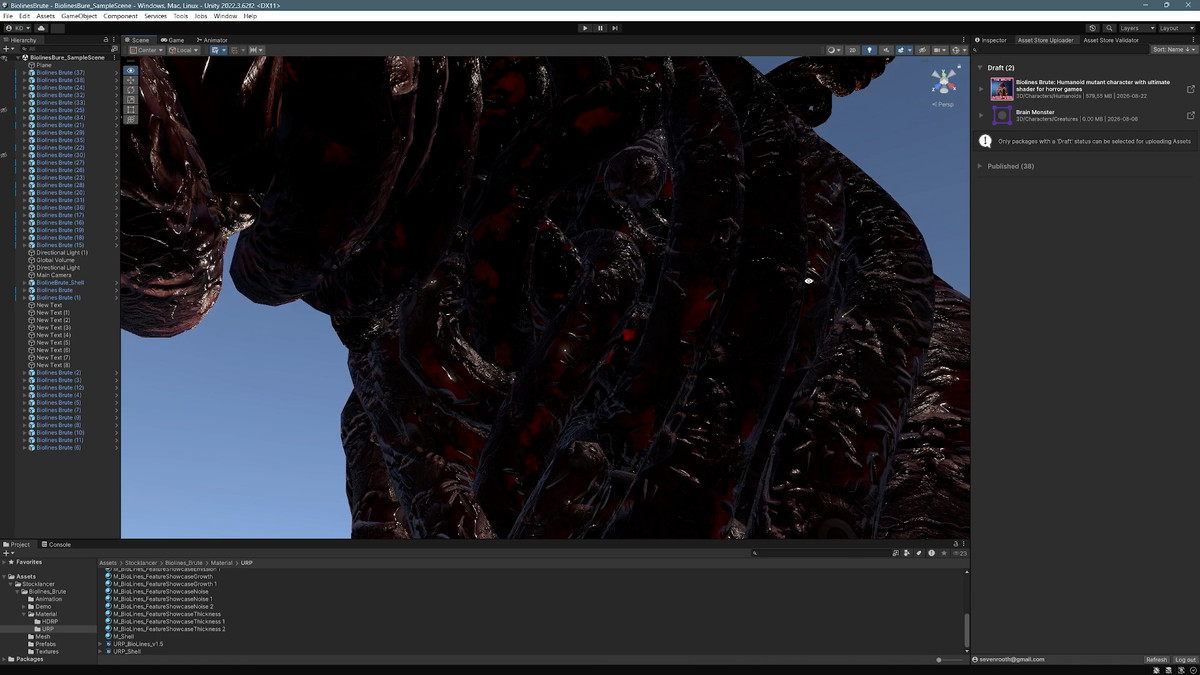 Biolines Brute: Humanoid mutant character with ultimate shader for horror games