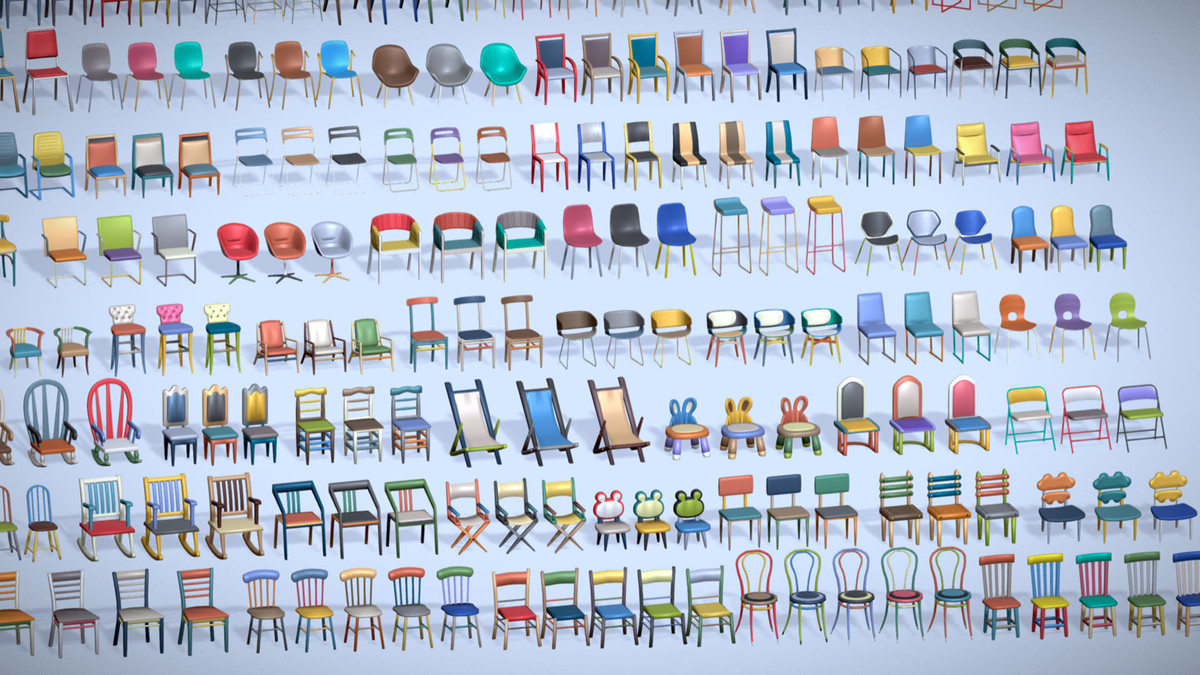 540 Chairs Pack 1 - Lowpoly Midpoly Furniture Collection for Games & Interiors