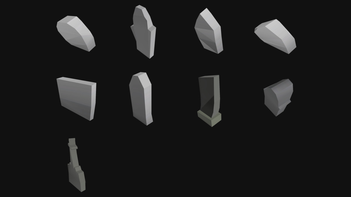 Low Poly Cemetery Grave Kit with LODs