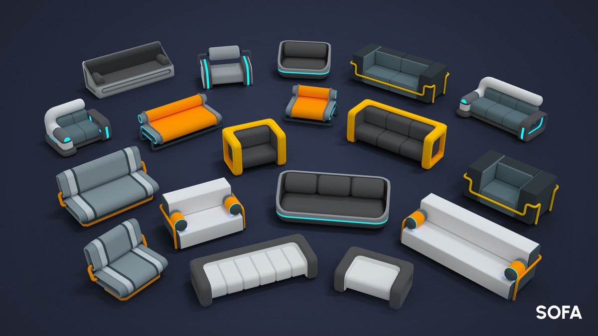 Sci-Fi Props - Low Poly 3D Models Pack