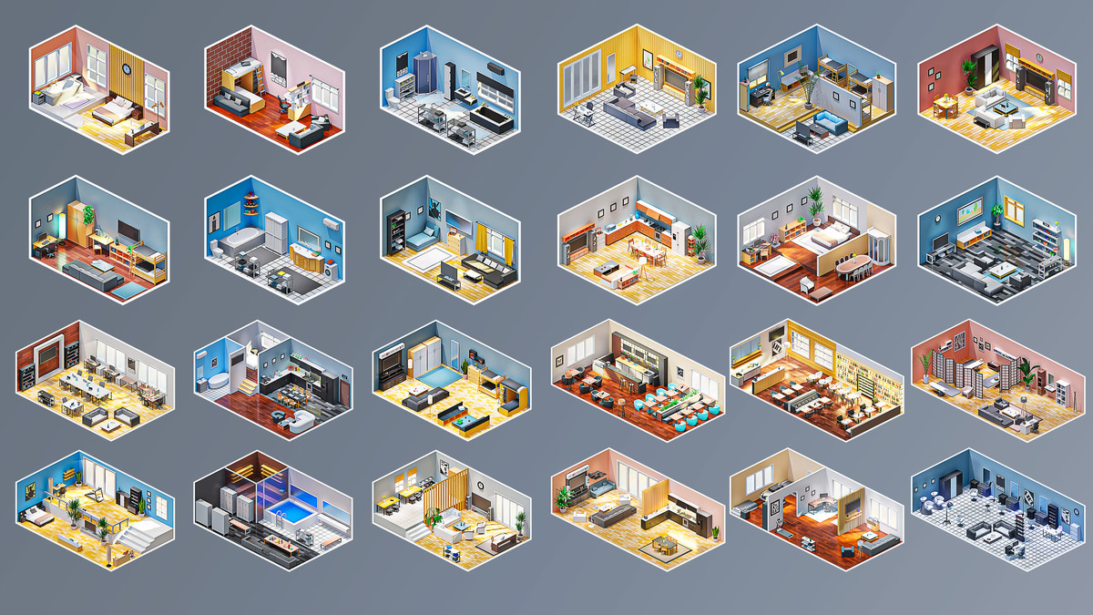 Interior 6 - Low Poly 3D Models Pack