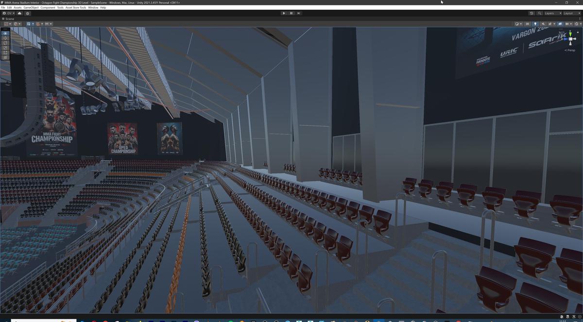 MMA Arena Stadium Interior - Octagon Fight Championship Nodular 3D Level