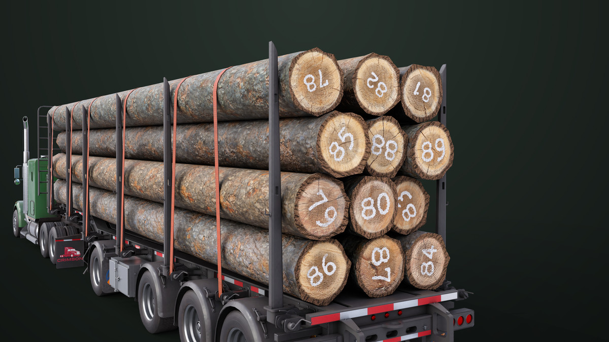 Truck 07 Log Trailer Green Version URP HDRP Textures