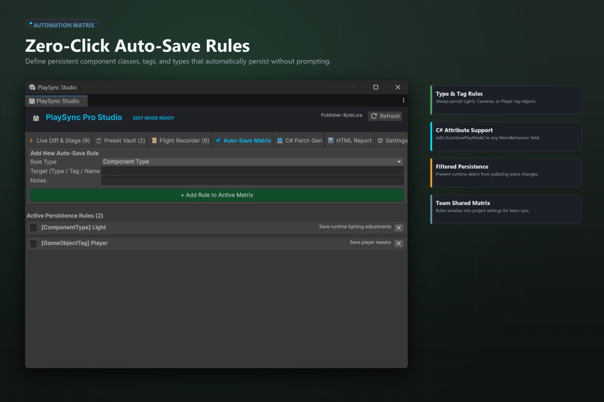 PlaySync Pro - Tweak in Real Time. Persist with Confidence