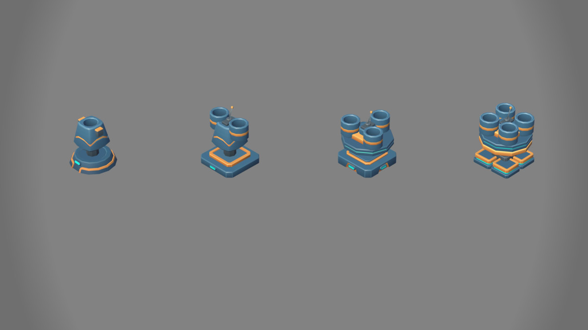 Low Poly Sci-Fi Turrets Pack