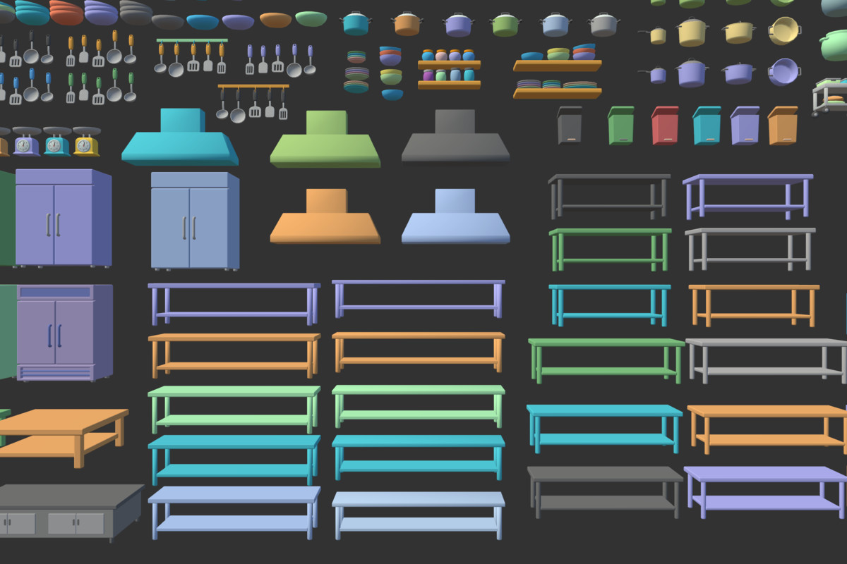 Cute Low Poly Kitchen Pack - Colorful Interior Props