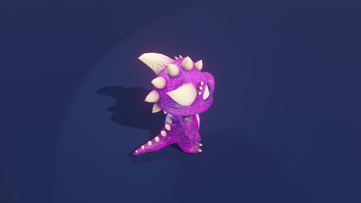 Cartoon Purple Dinosaur 3D Model – Animated Character