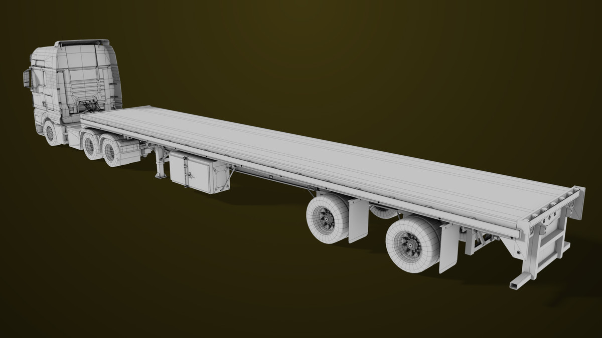 Heavy Truck 04 Flatbed Load Trailer URP HDRP Textures