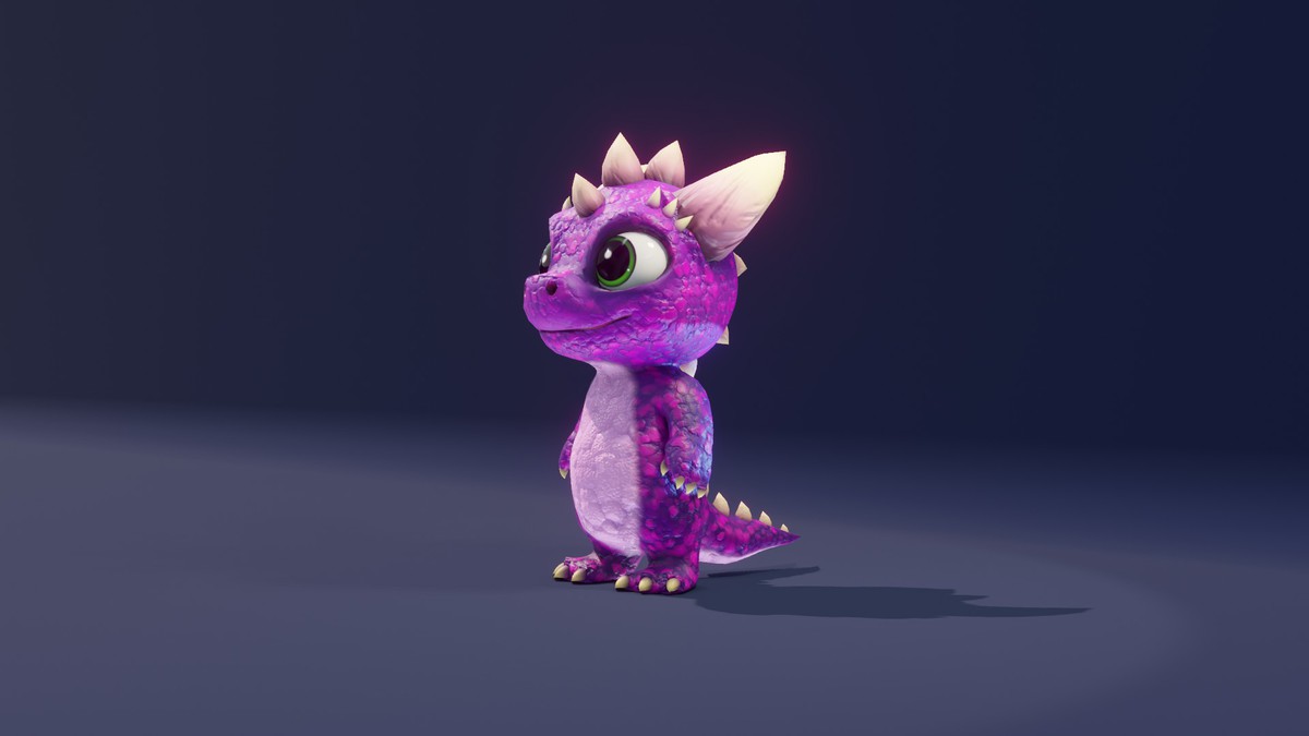 Cartoon Purple Dinosaur 3D Model – Animated Character