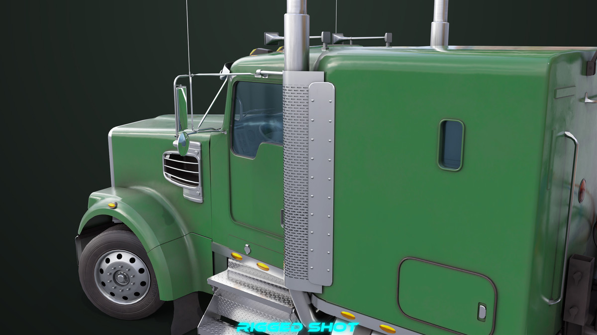 Truck 07 Log Trailer Green Version URP HDRP Textures