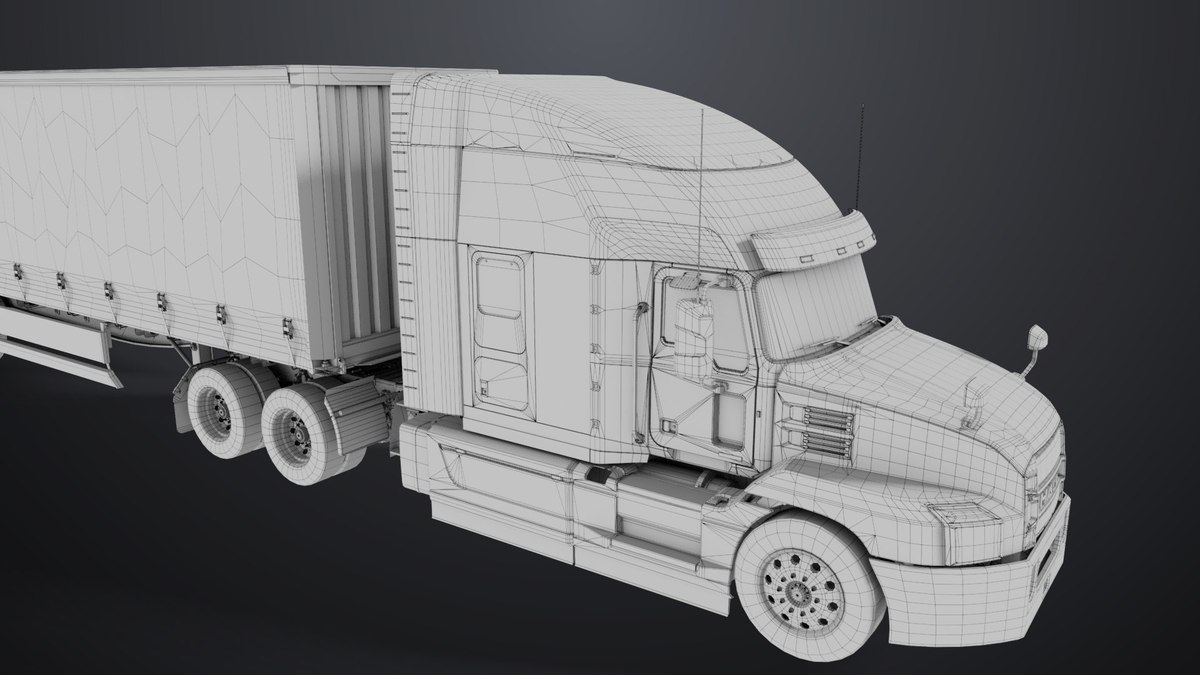 Heavy Truck 05 Curtainsider Trailer URP HDRP Textures