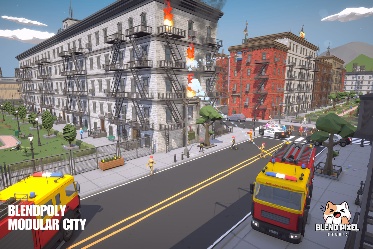 BlendPoly Modular City - Low Poly Assets