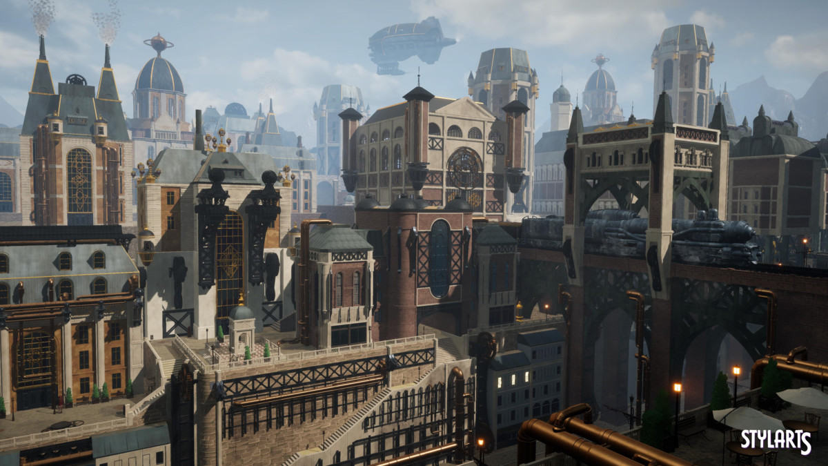 Stylized Steampunk City, image 3