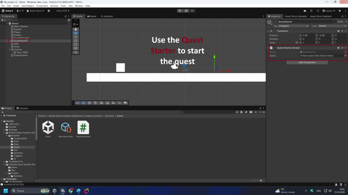 Simple Quest System (Objectives, Progress, Events)