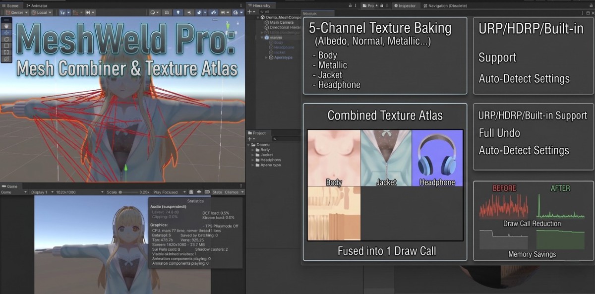 MeshWeld Pro Lite | Mesh Combiner & Texture Atlas