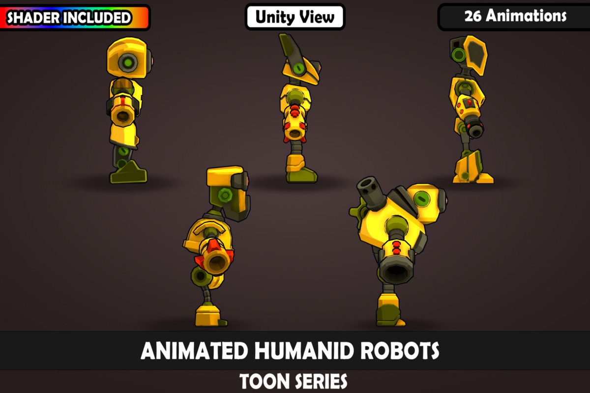 Animated Toon Robot Characters Vol. 2 – 5 Stylized Robots