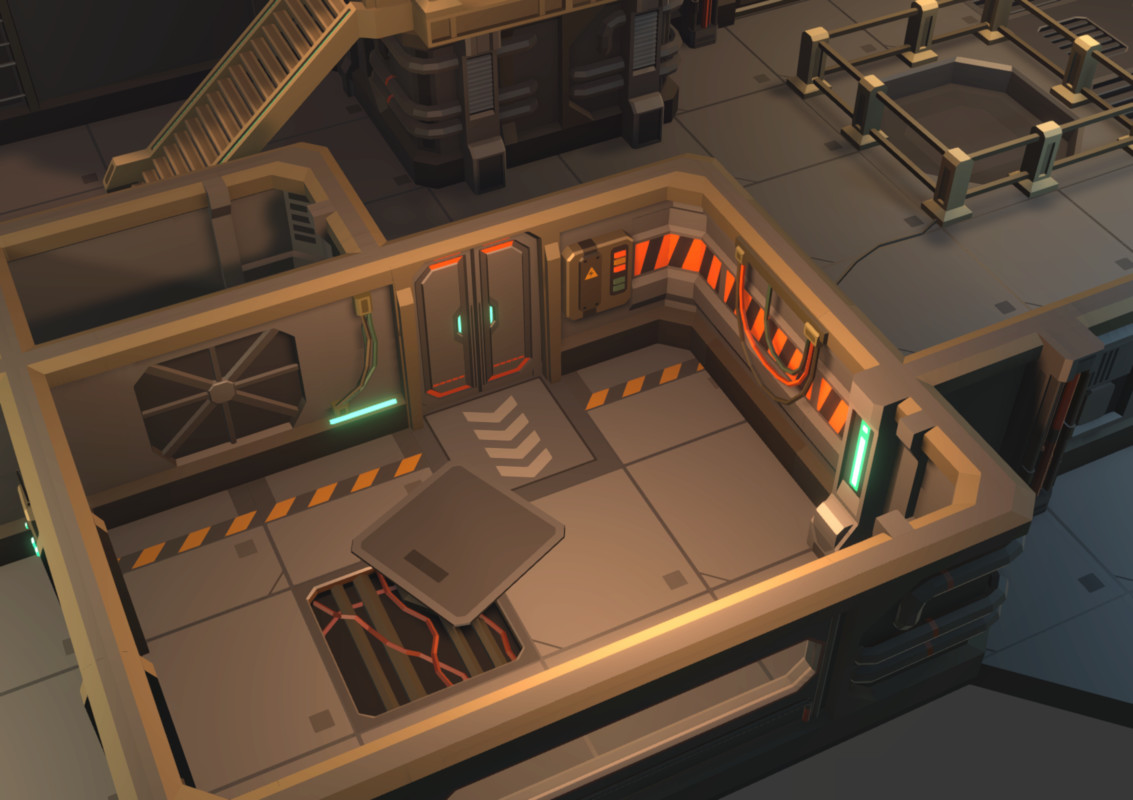 Low Poly Sci-Fi Modular Base / Cosmic Retro