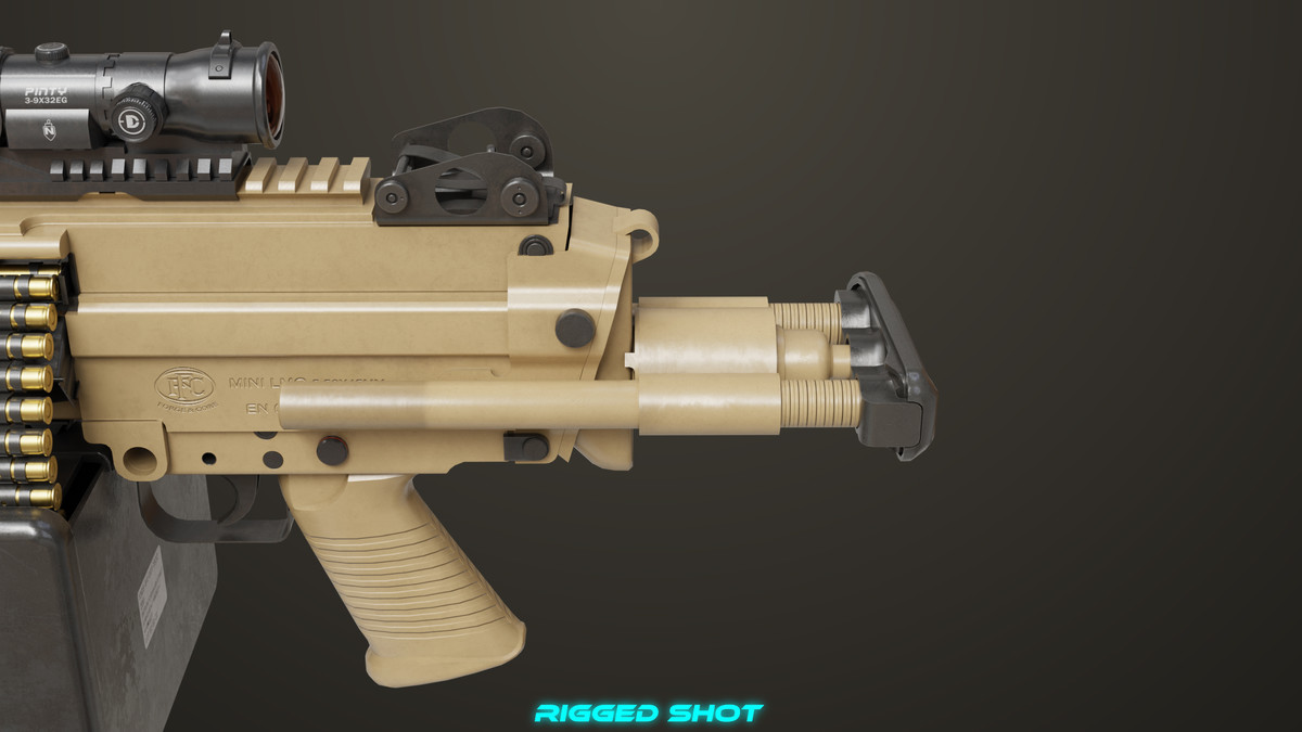 Machine Gun Sandal and Black Ammo Box URP HDRP Textures