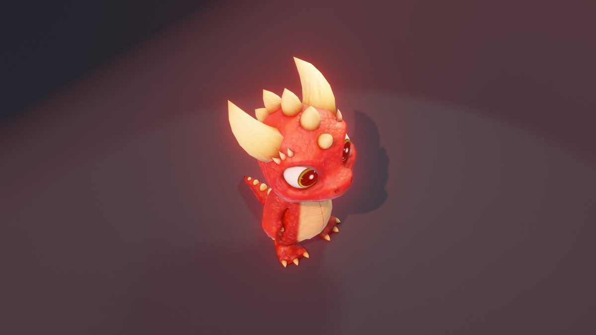 Cartoon Red Dinosaur 3D Model (Low-Poly, Game-Ready, Animated, Built-In)