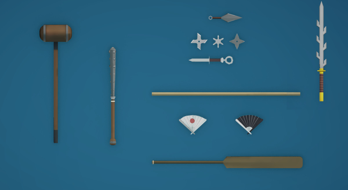 Low Poly Ronin and Japanese Weapons Pack
