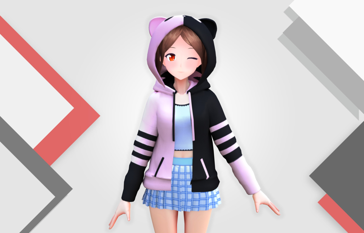 Millia 3D: Anime Style Character (For VRChat/Game-Ready)