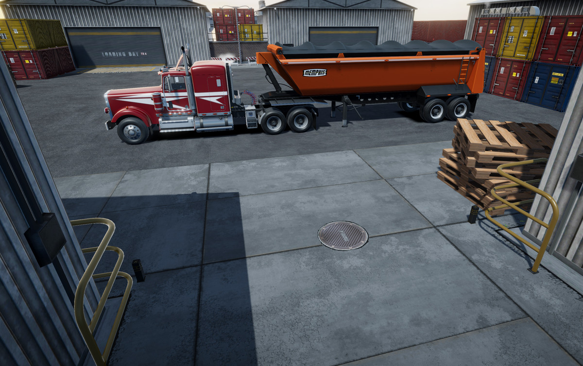 Semitruck with dump trailer