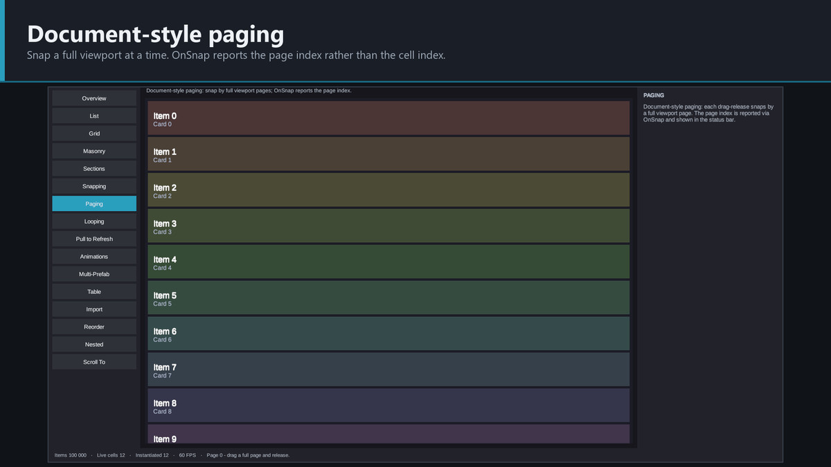 VeloScroll | Infinite Recycling ScrollView for uGUI
