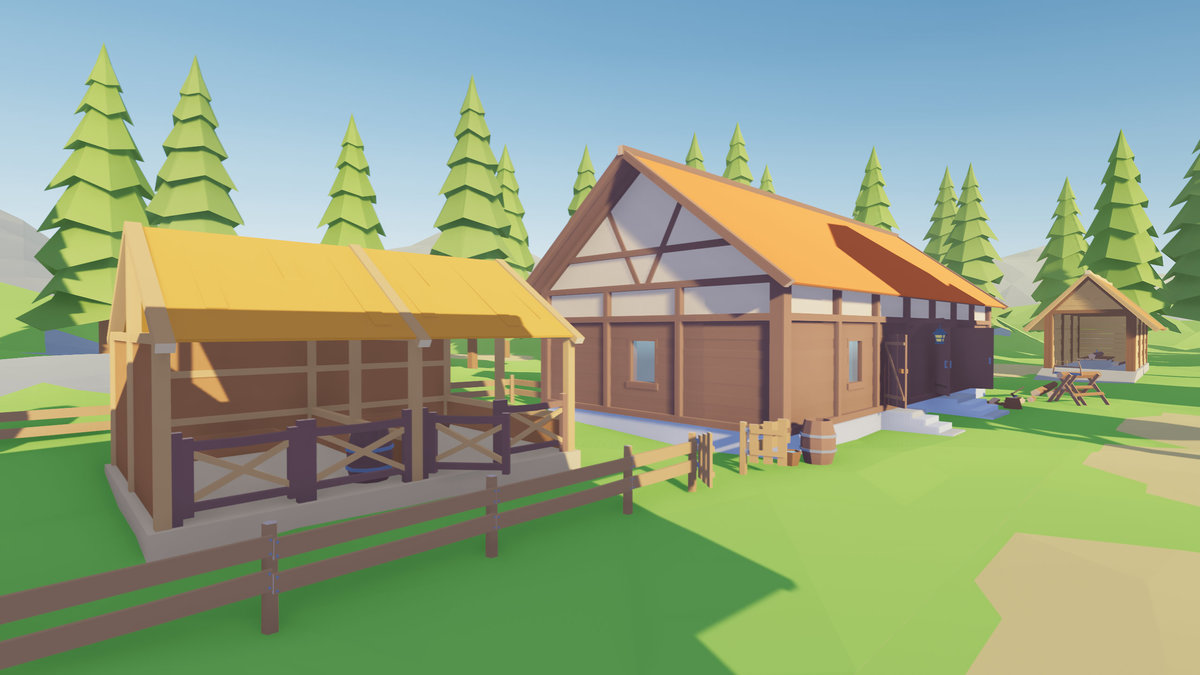 Low Poly Modular Medieval Buildings Pack