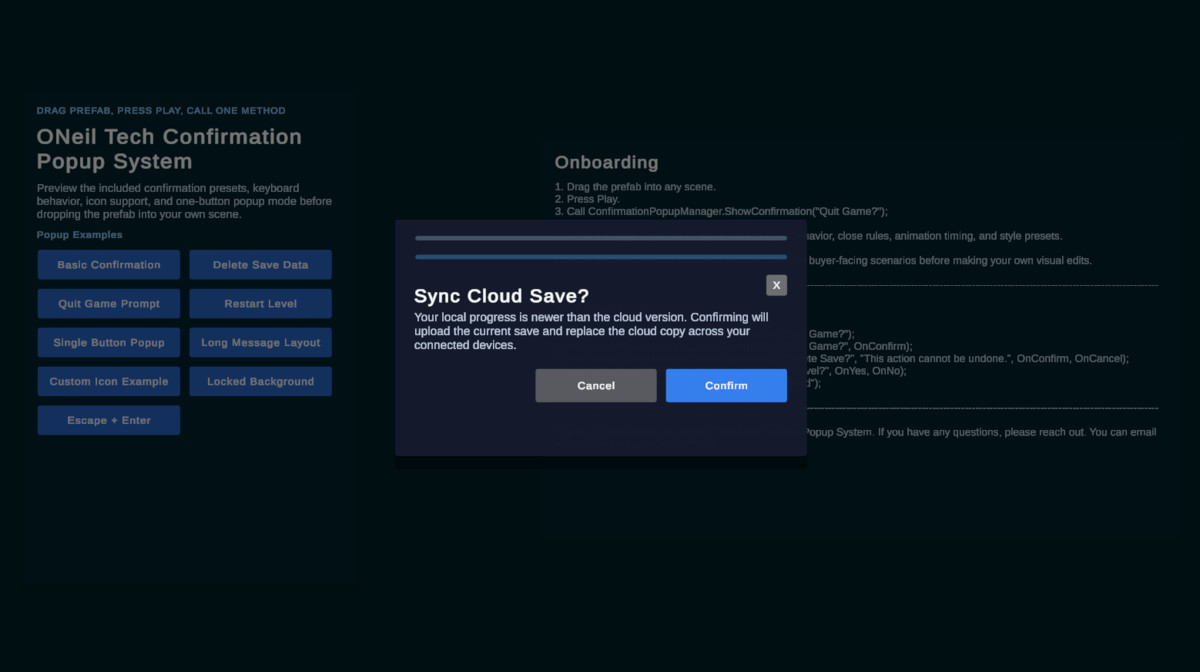 O'Neil Tech Confirmation Popup System