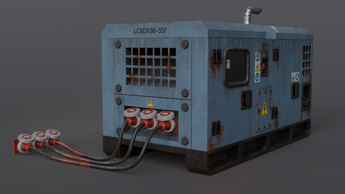 Diesel Generator (Interactive - Game ready)