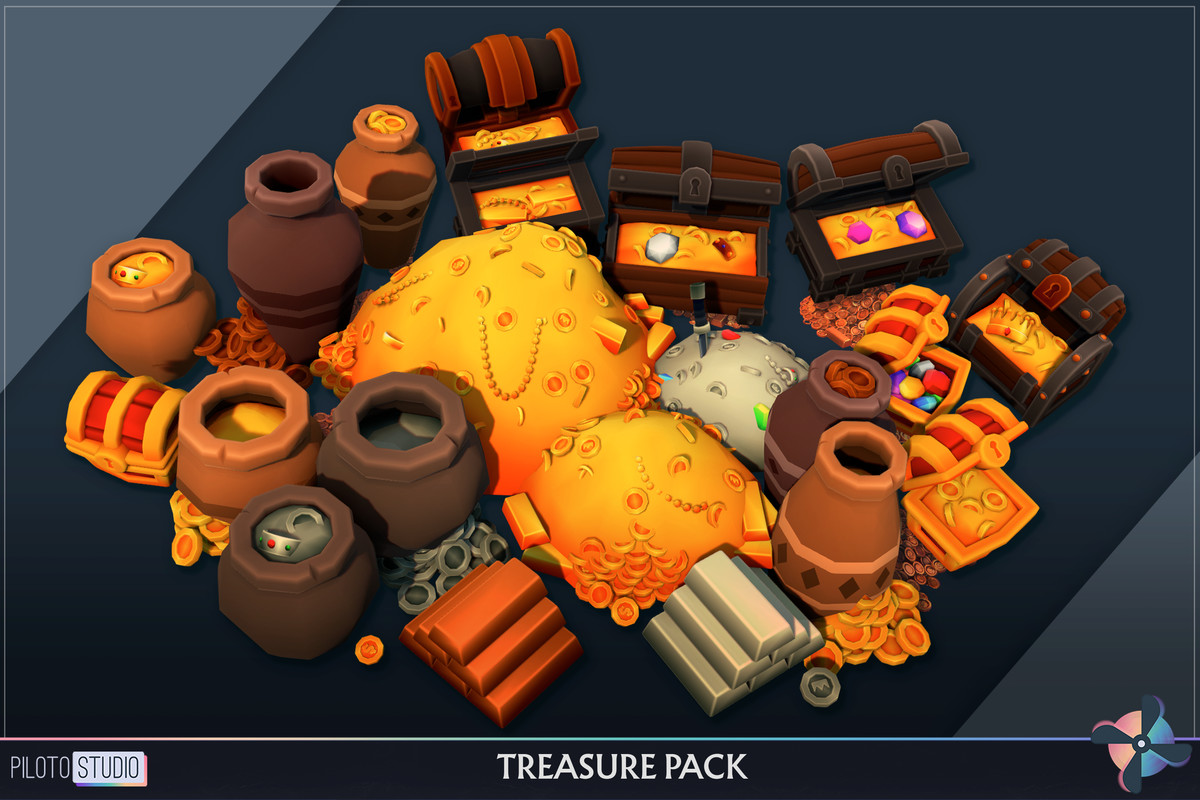 Cartoon Treasures Megapack - Chests, Crystals, Gold, Silver, Copper